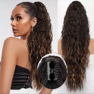 30” clip in wavy ponytail